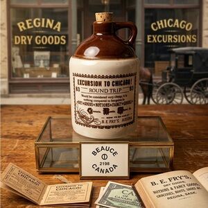 Vintage Canadian Beauceware #2198 Advertising Stoneware Mini Jug